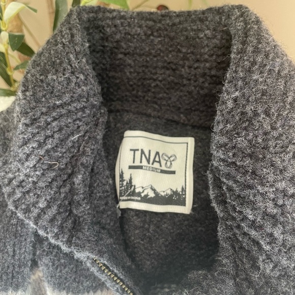 TNA Charcoal Textured Zip-Up SweaterNWOT - Picture 1 of 6